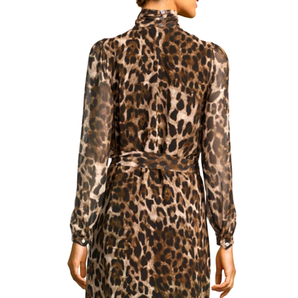 Badgley Mischka Leopard-Print Georgette Dress, Sz 12 - Picture 2 of 16